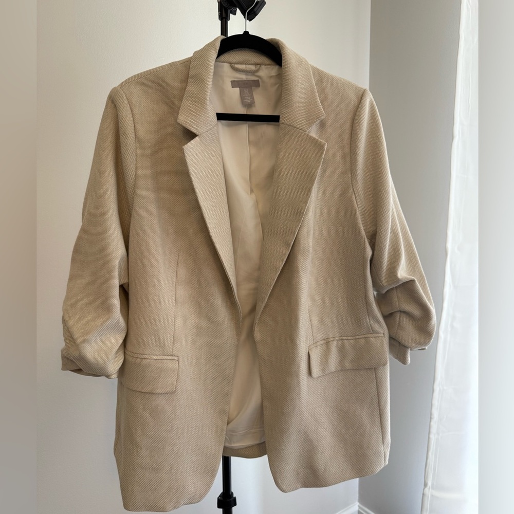 H&M cream/beige Tweed Blazer XL